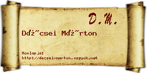 Décsei Márton névjegykártya